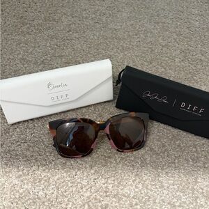 Diff Eyewear Tortoise and Pink Sunglasses